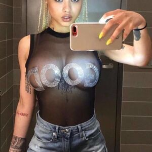 Good American Good Rhinestone Black Mesh Body New  Size 3/L